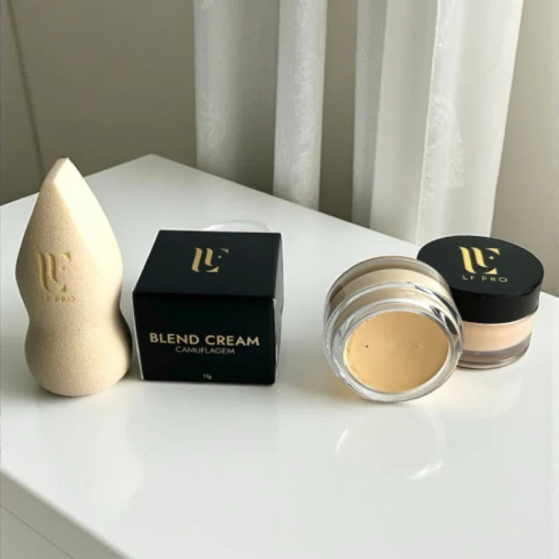 Kit Corretivo Camuflagem LF Pro + Esponja Face Perfect + Pincel – Beleza Dela