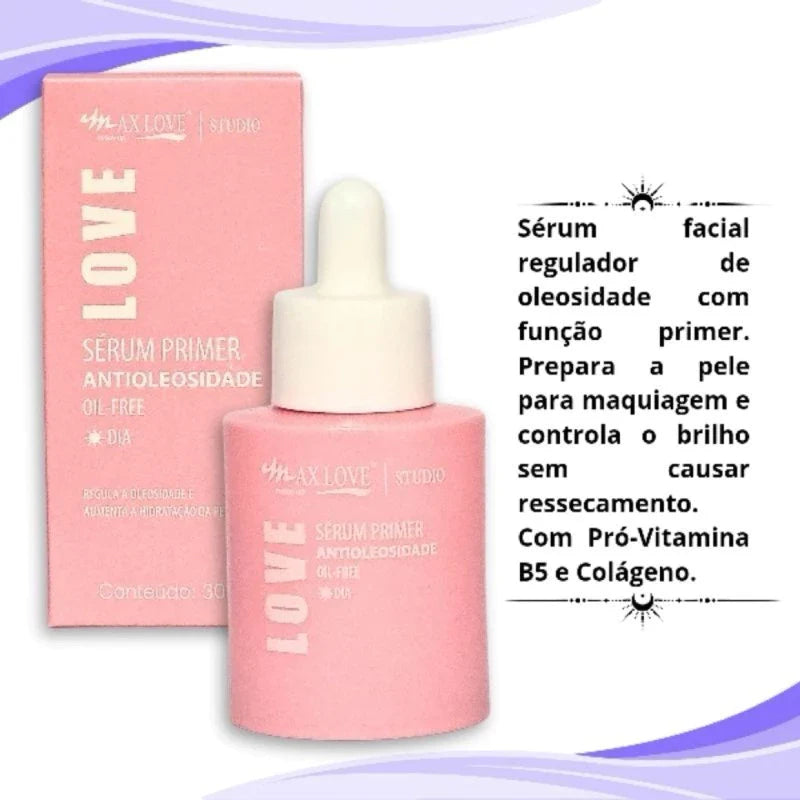 Kit Sérum Facial Max Love 30ml – Vitamina C, Antiacne, Clareador e Controle de Oleosidade | Beleza Dela