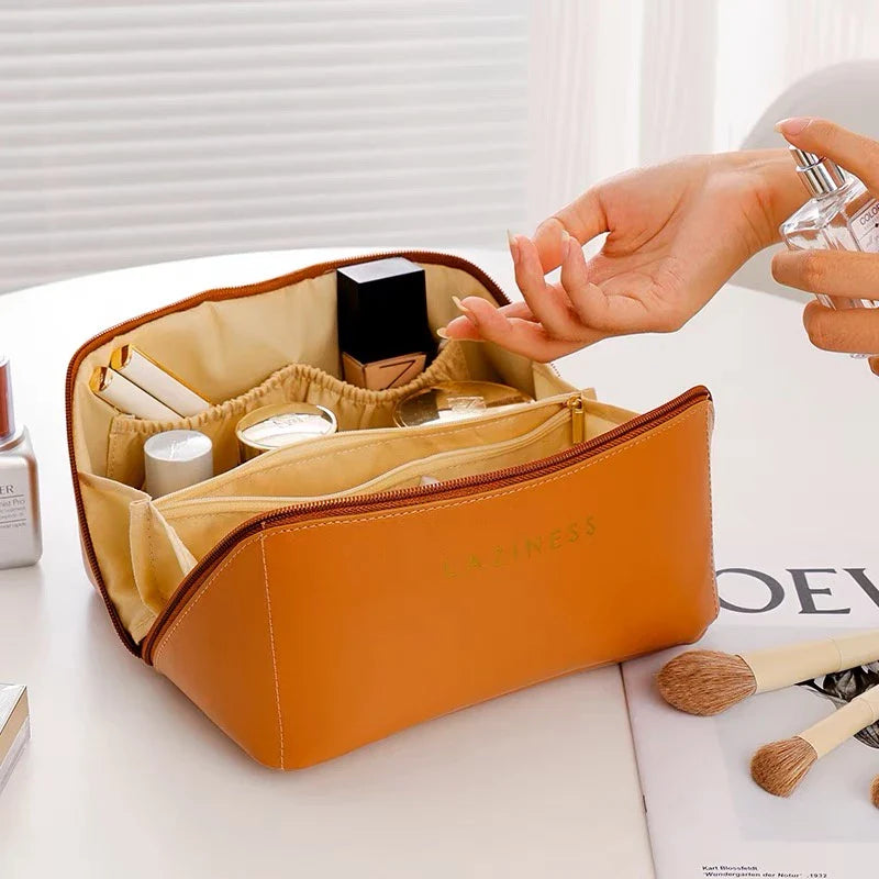 Necessaire Feminina Grande em Couro PU | Organizador de Maquiagem – Beleza Dela