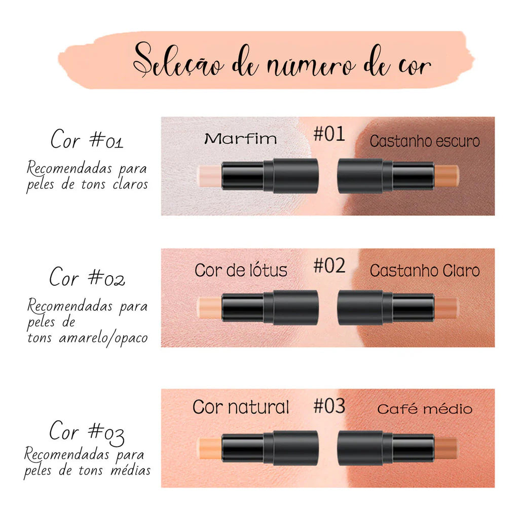 Bastão Contorno e Iluminador 2 em 1 Chic & Fun | Maquiagem Profissional – Beleza Dela