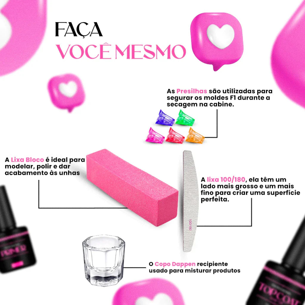 Kit Polygel Alongamento de Unhas Completo com Cabine UV – Beleza Dela