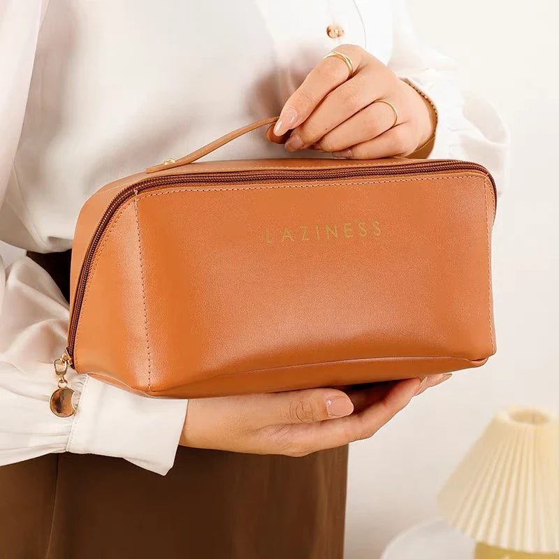 Necessaire Feminina Grande em Couro PU | Organizador de Maquiagem – Beleza Dela