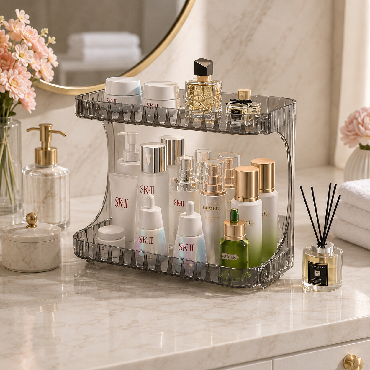 Organizador de Maquiagem Acrílico Diamante Multiuso – Beleza Dela