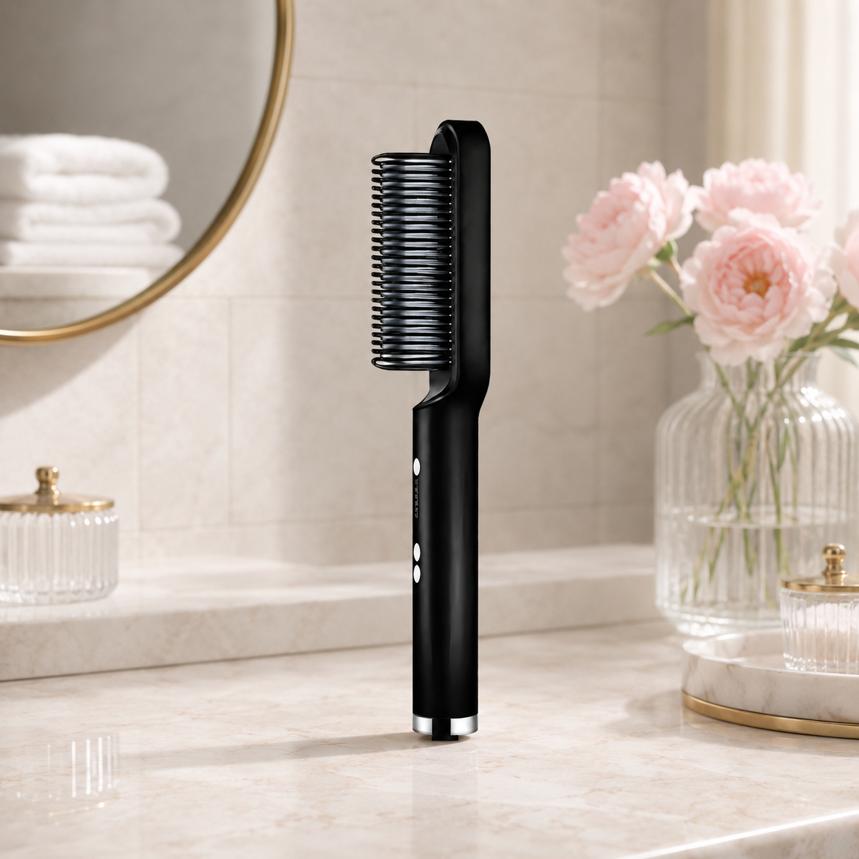 Escova Alisadora Elétrica Bivolt Anti Frizz | Alisa, Modela e Hidrata – Beleza Dela