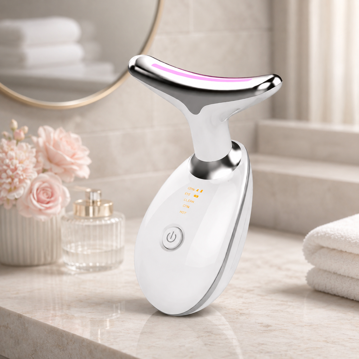 Massageador Facial e de Pescoço LED com Vibração | Rejuvenescimento e Firmeza – Beleza Dela