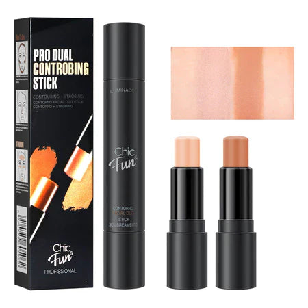 Bastão Contorno e Iluminador 2 em 1 Chic & Fun | Maquiagem Profissional – Beleza Dela