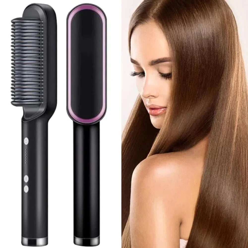 Escova Alisadora Elétrica Bivolt Anti Frizz | Alisa, Modela e Hidrata – Beleza Dela