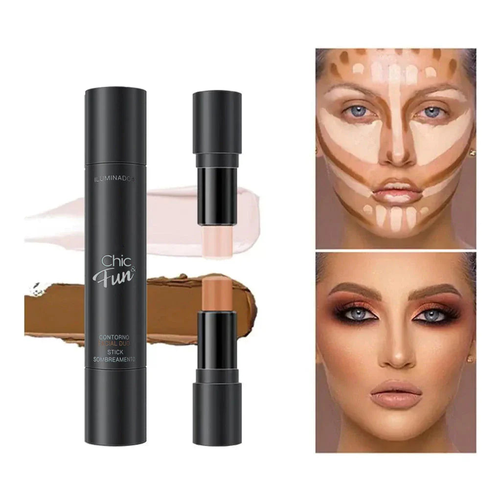 Bastão Contorno e Iluminador 2 em 1 Chic & Fun | Maquiagem Profissional – Beleza Dela