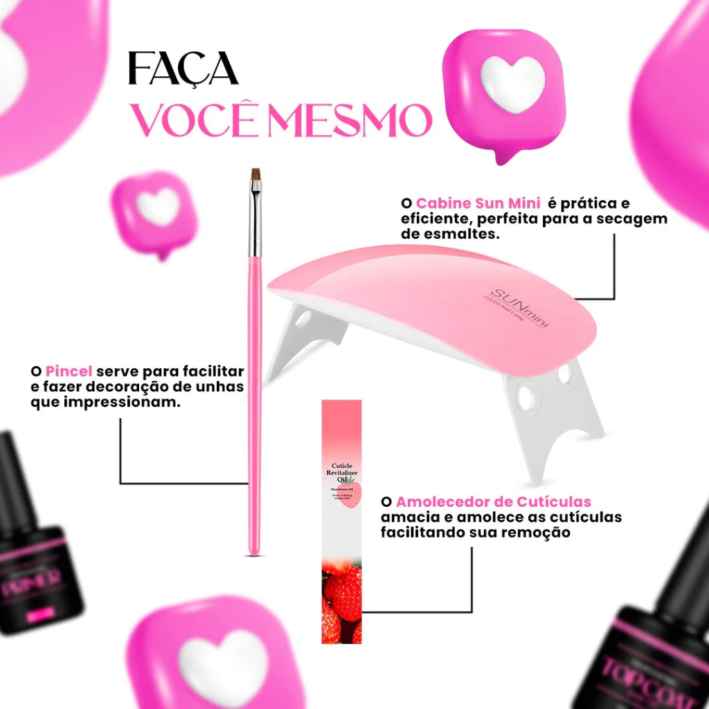 Kit Polygel Alongamento de Unhas Completo com Cabine UV – Beleza Dela