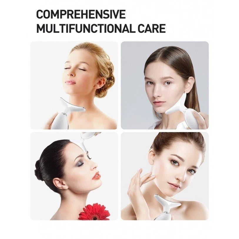 Massageador Facial e de Pescoço LED com Vibração | Rejuvenescimento e Firmeza – Beleza Dela