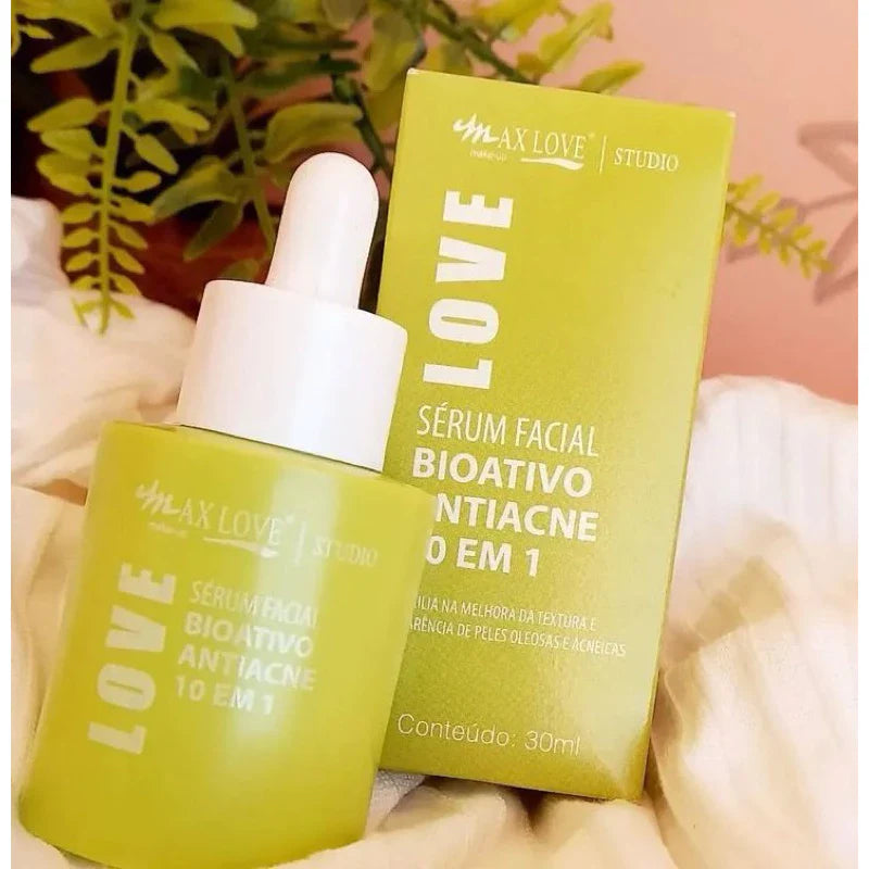 Kit Sérum Facial Max Love 30ml – Vitamina C, Antiacne, Clareador e Controle de Oleosidade | Beleza Dela