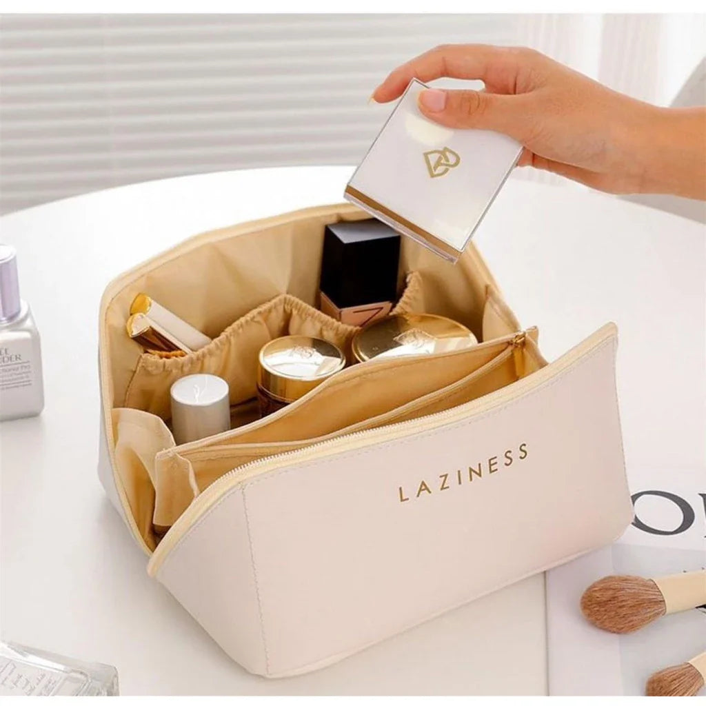 Necessaire Feminina Grande em Couro PU | Organizador de Maquiagem – Beleza Dela