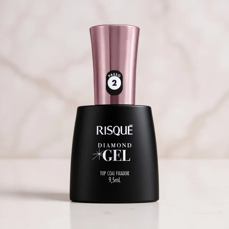 Top Coat Risqué Diamond Gel 9,5ml | Brilho Intenso e Fixação – Beleza Dela