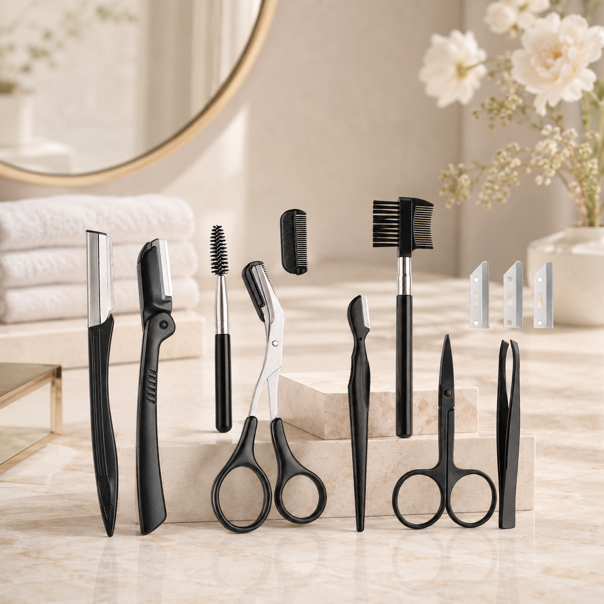 Kit Aparador de Sobrancelhas 11 Peças Profissional – Beleza Dela