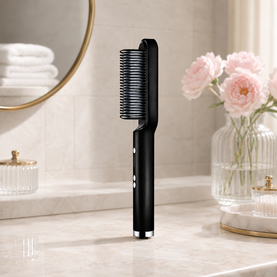 Escova Alisadora Elétrica Bivolt Anti Frizz | Alisa, Modela e Hidrata – Beleza Dela
