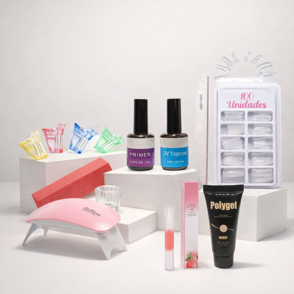 Kit Polygel Alongamento de Unhas Completo com Cabine UV – Beleza Dela